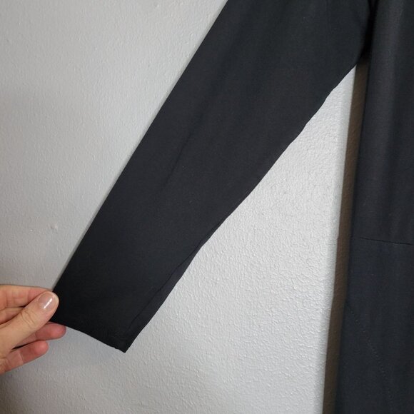 Logo Lori Goldstein Long Black Open Front Cardigan Chiffon Hem & Long Sleeves SP - Picture 5 of 7